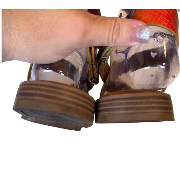 Franco Sarto Glenni Rainbow Multi Snake Print Faux Leather Sandals Size 7M - Picture 9 of 15